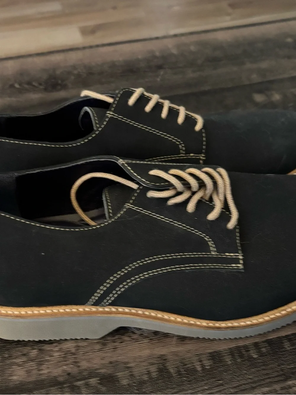 Men's Navy Casual Lace-Up Shoes with Contrast Stitching